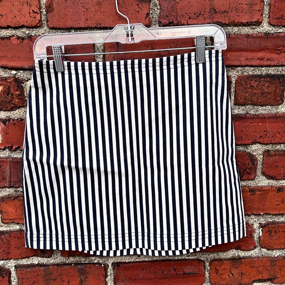 Trina Turk Navy and White Striped Mini Skirt